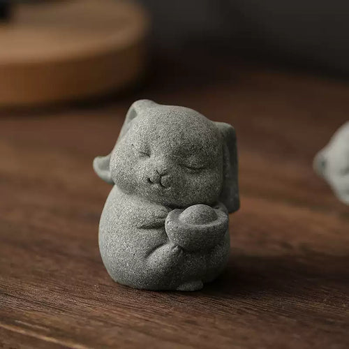Abundance & Flow Zen Stone Sculpture – Fortune Rabbit