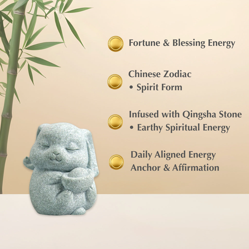 Abundance & Flow Zen Stone Sculpture – Fortune Rabbit