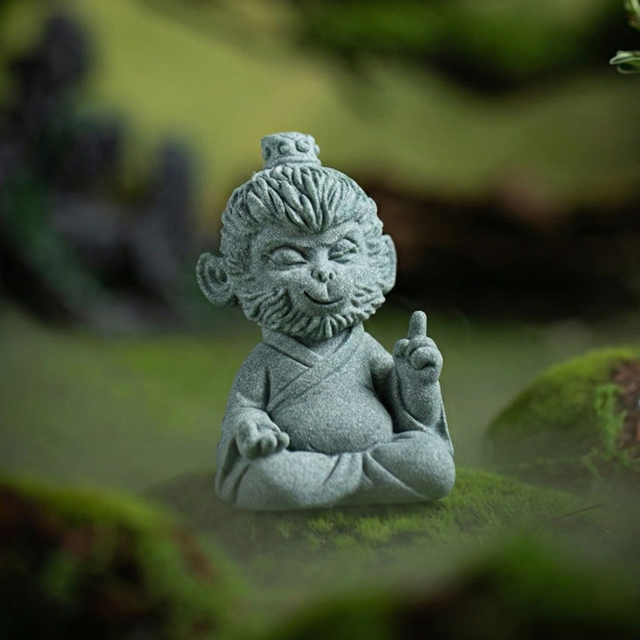 Clarity & Presence Zen Stone Sculpture – Monkey (Curiosity)