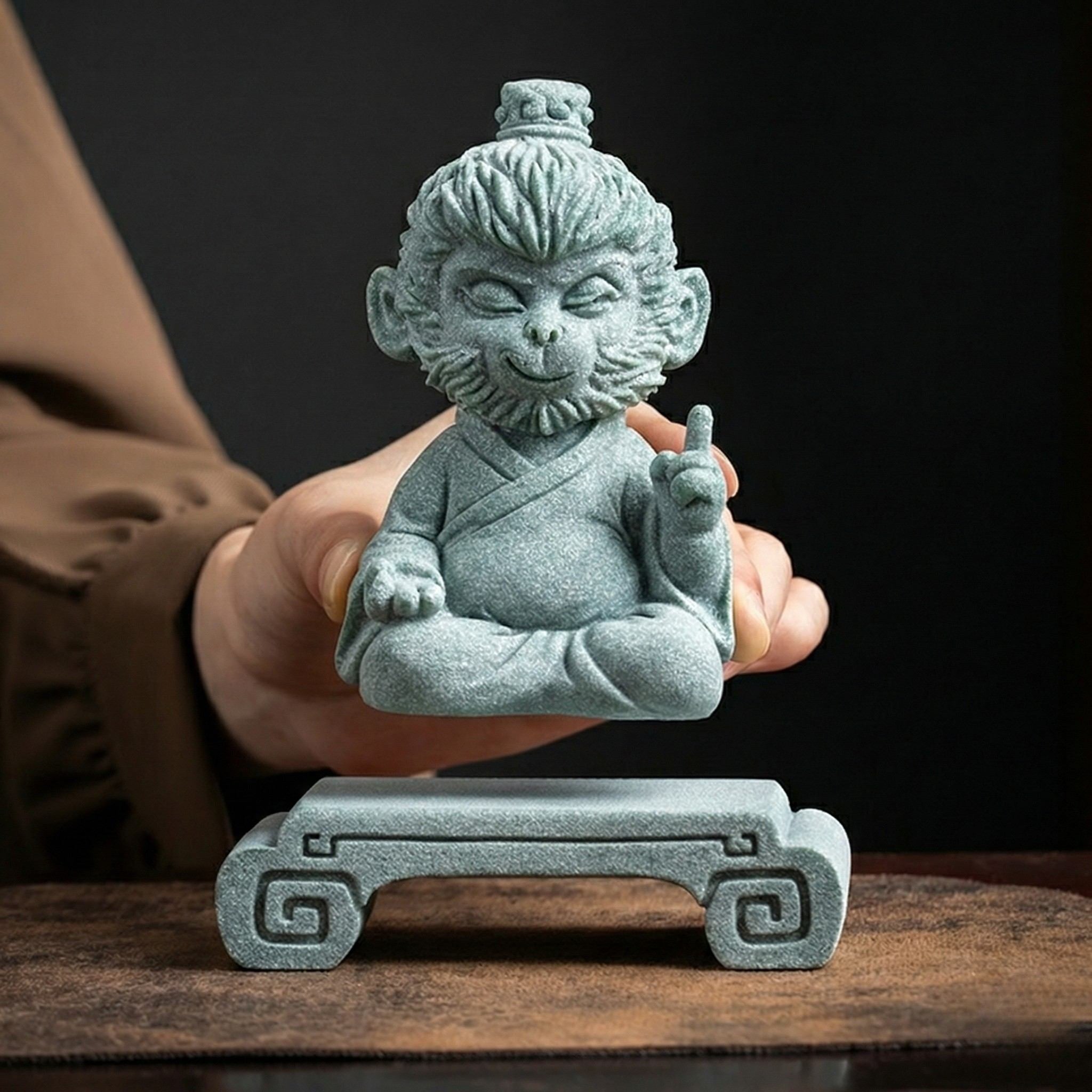 Clarity & Presence Zen Stone Sculpture – Monkey (Curiosity)