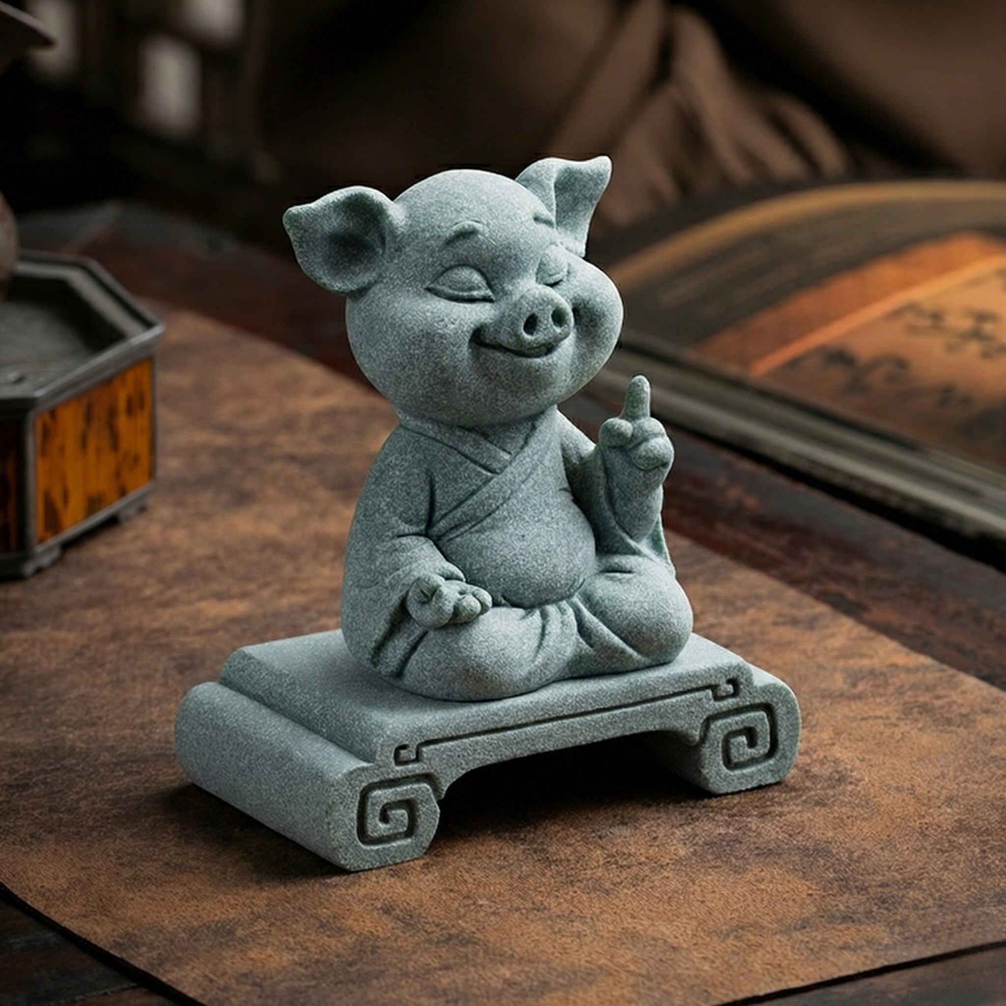 Long Life & Prosperity Zen Stone Sculpture – Pig (Contentment)