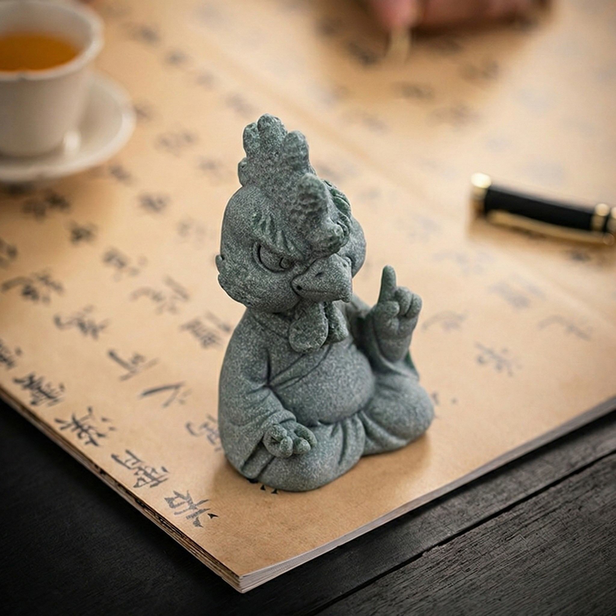 Abundance & Flow Zen Stone Sculpture – Rooster (Symbol of Confidence)